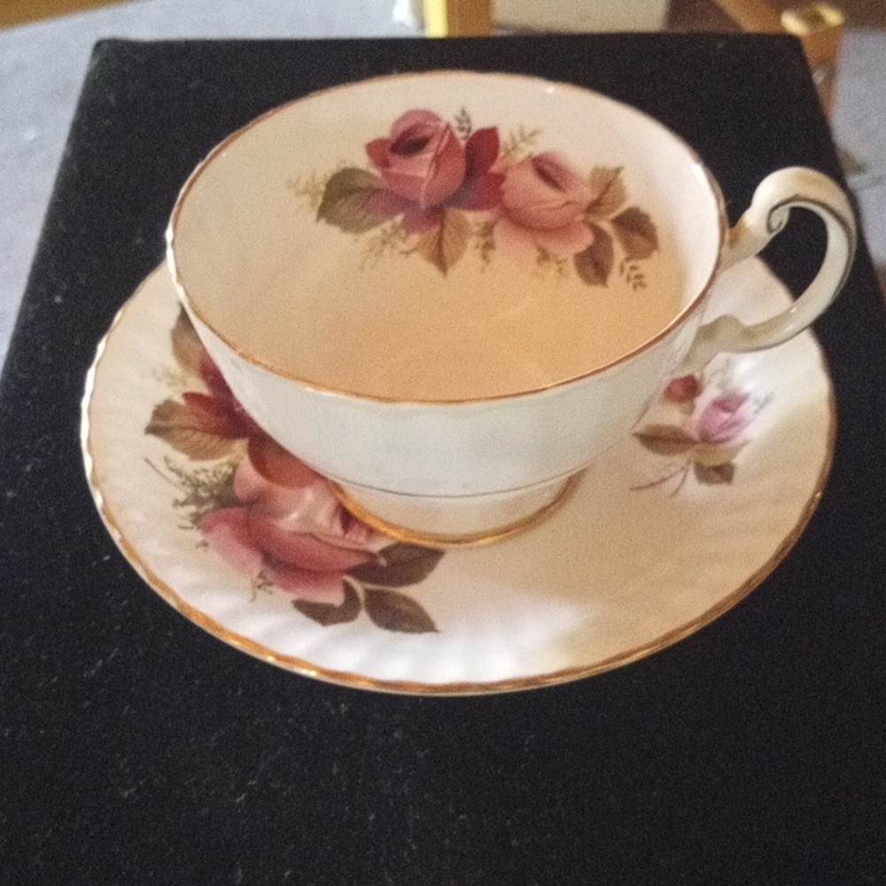 Floral Teacup and Saucer Set, Bone China England